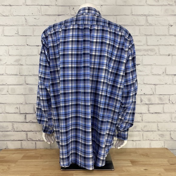 Ralph Lauren‎ Shirt Men's 2XB Big Long Sleeve Button Down Blue Plaid Pony - Picture 7 of 14